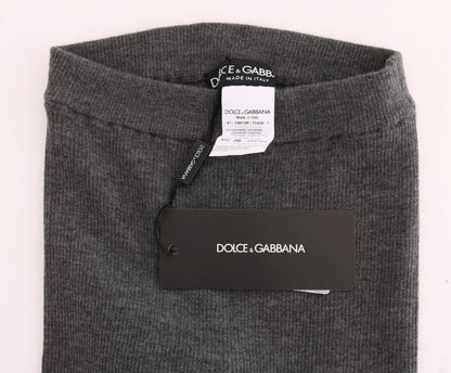 Pantalones de cachemira elegantes de cintura alta en gris