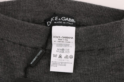 Pantalones de cachemira elegantes de cintura alta en gris