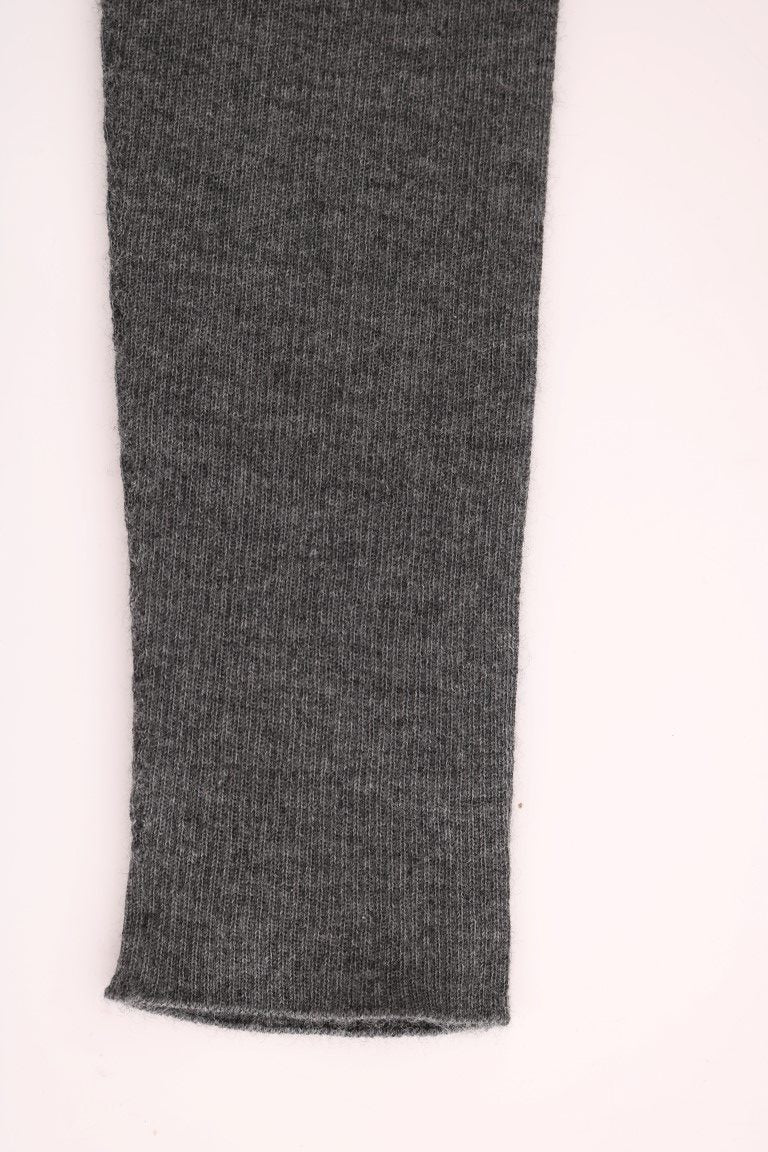 Pantalones de cachemira elegantes de cintura alta en gris