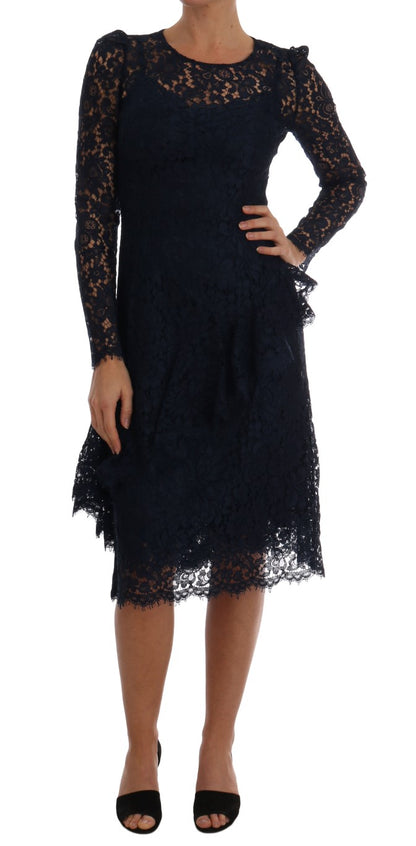 Elegante vestido de encaje floral de corte A