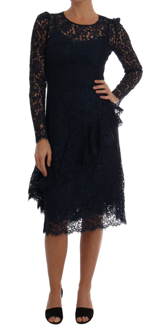 Elegante vestido de encaje floral de corte A