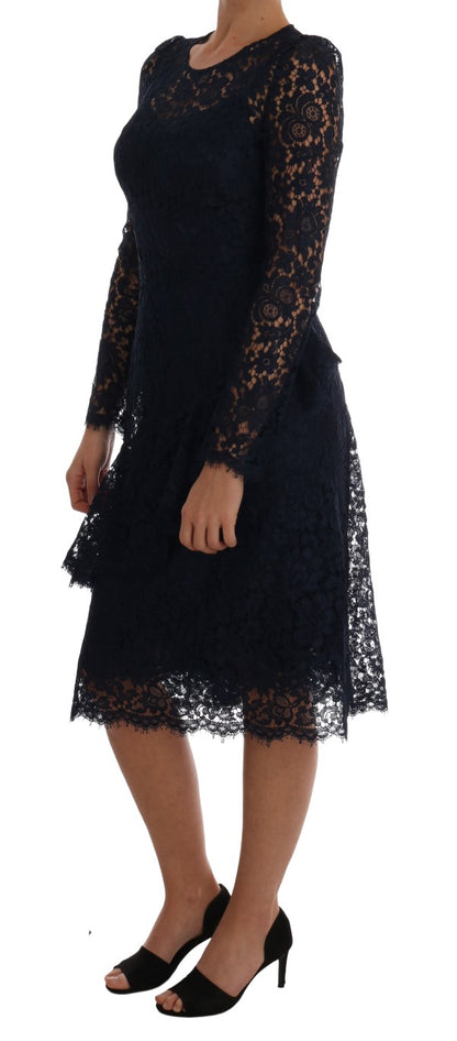 Elegante vestido de encaje floral de corte A