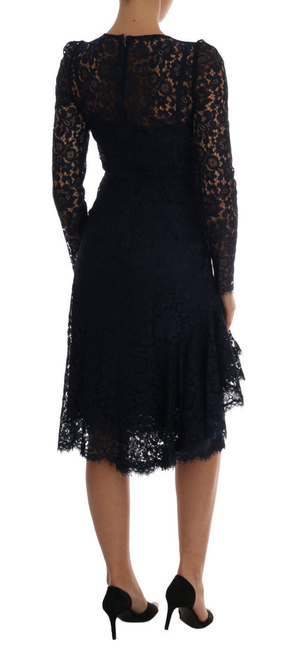 Elegante vestido de encaje floral de corte A