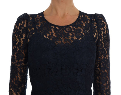 Elegante vestido de encaje floral de corte A