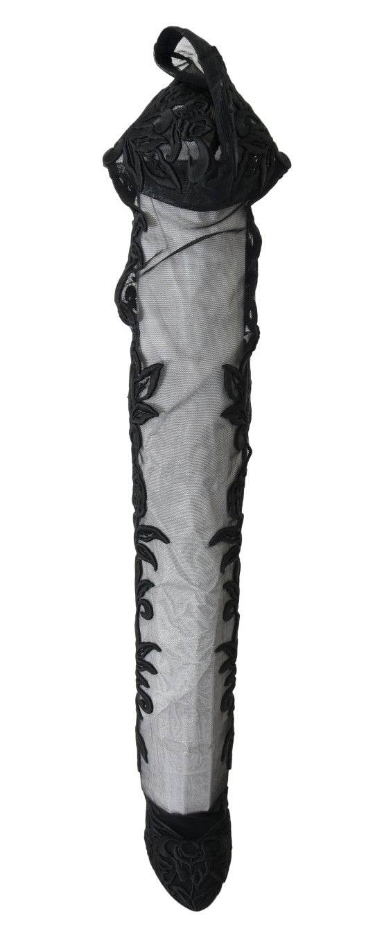 Botas por encima de la rodilla con bordado floral