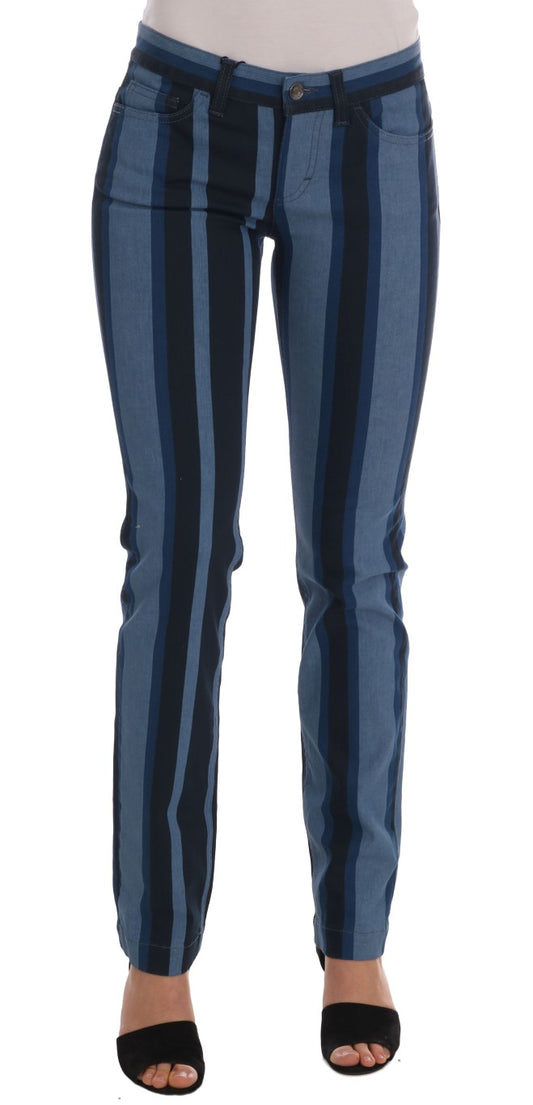Vaqueros ajustados de rayas azules chic para chica