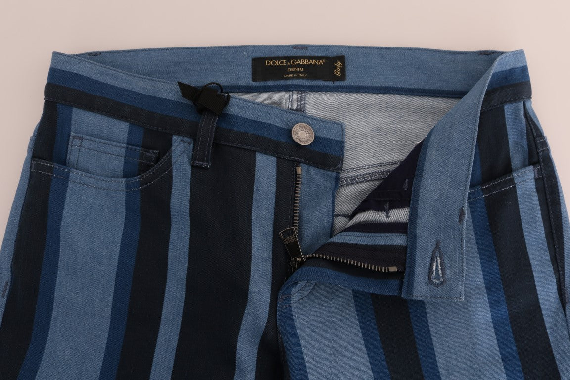 Vaqueros ajustados de rayas azules chic para chica
