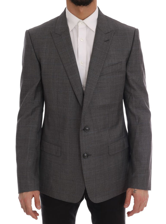Blazer elegante de lana a cuadros grises