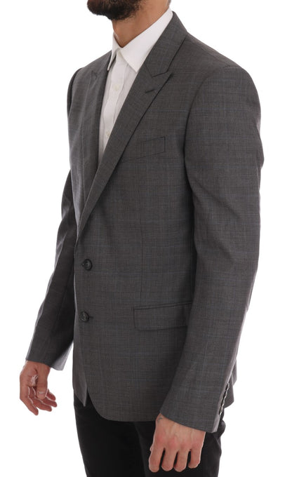 Blazer elegante de lana a cuadros grises