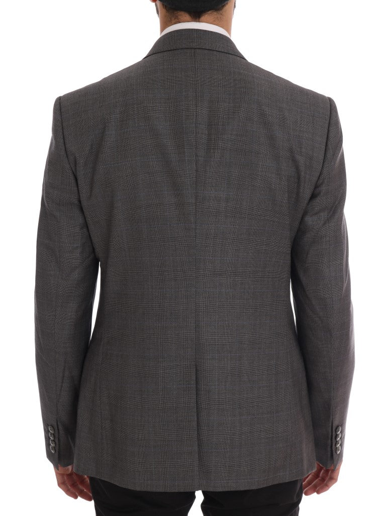 Blazer elegante de lana a cuadros grises