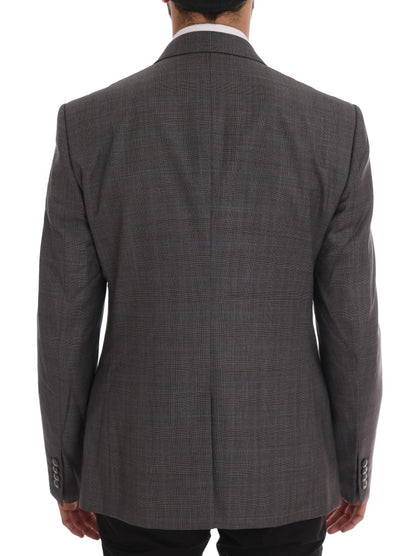Blazer elegante de lana a cuadros grises