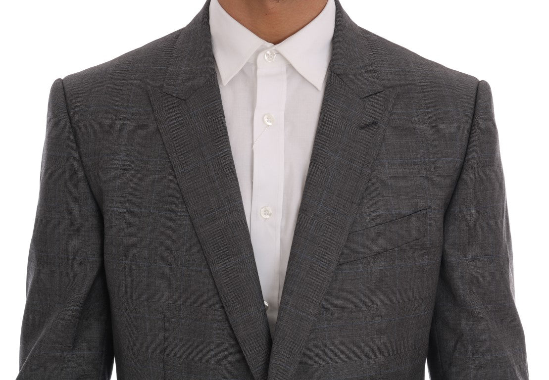 Blazer elegante de lana a cuadros grises