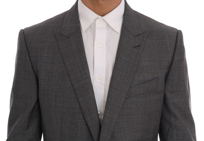 Blazer elegante de lana a cuadros grises