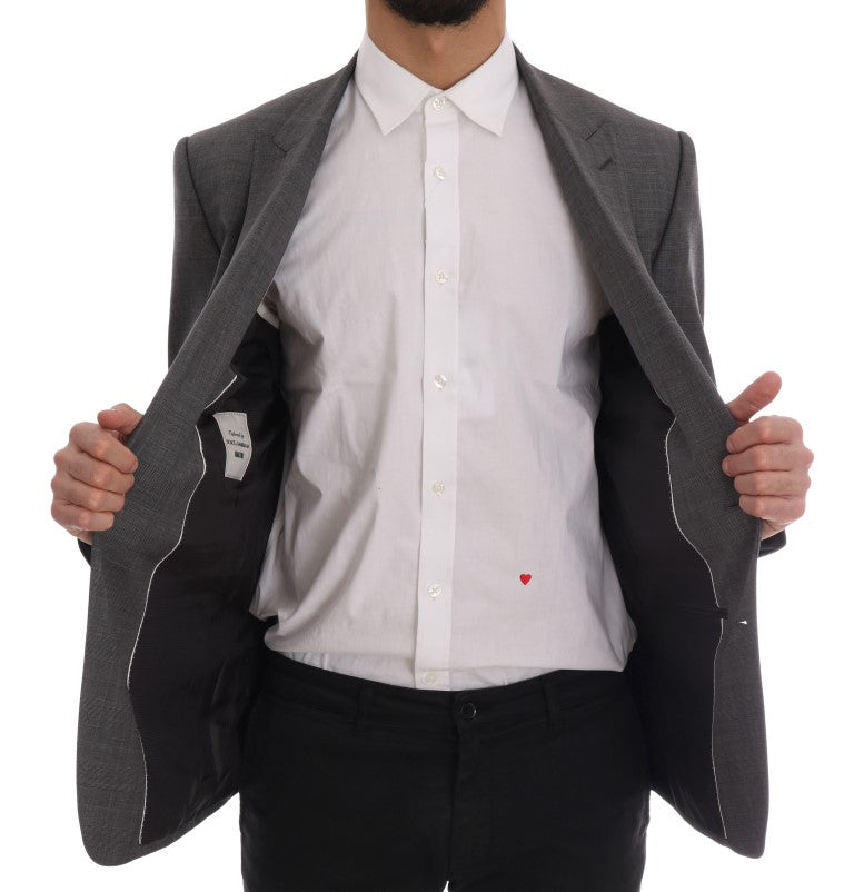 Blazer elegante de lana a cuadros grises