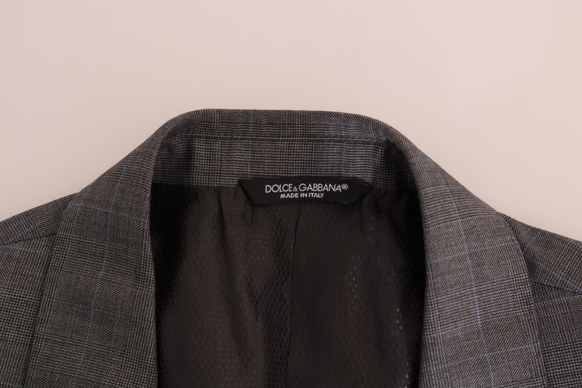 Blazer elegante de lana a cuadros grises