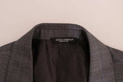 Blazer elegante de lana a cuadros grises
