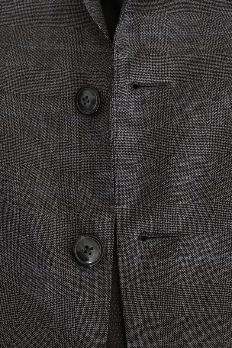 Blazer elegante de lana a cuadros grises