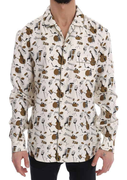 Camisa casual de seda exclusiva para hombre - Motivo JAZZ