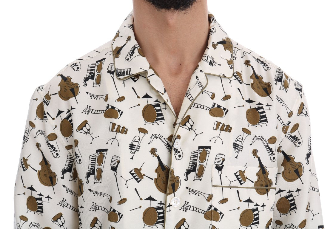 Camisa casual de seda exclusiva para hombre - Motivo JAZZ