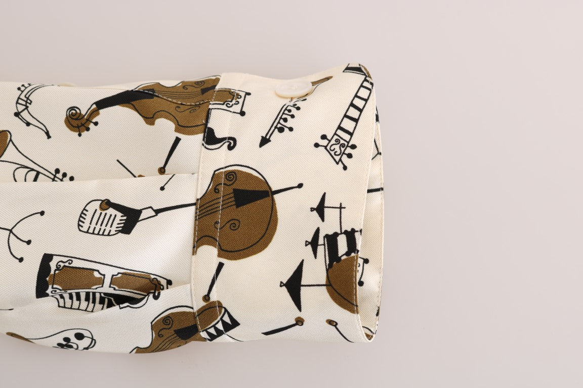 Camisa casual de seda exclusiva para hombre - Motivo JAZZ