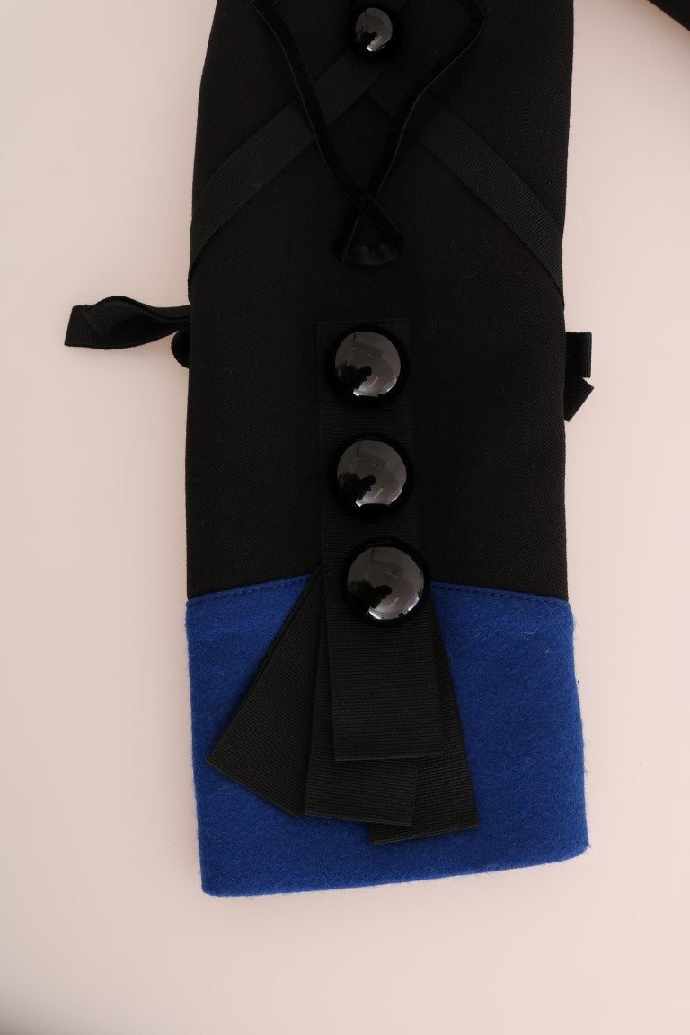 Chaqueta corta tipo gabardina elegante en negro y azul