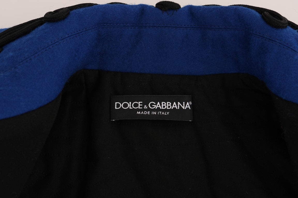 Chaqueta corta tipo gabardina elegante en negro y azul