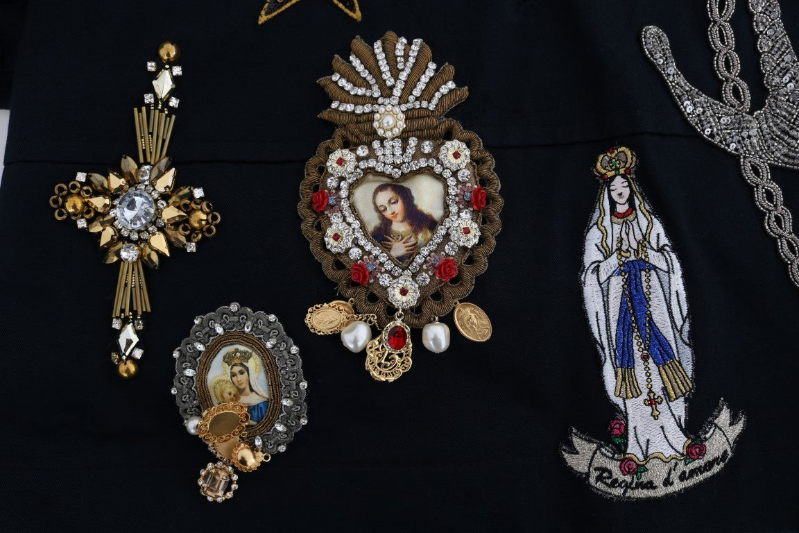 Abrigo bordado con cristales azules encantados