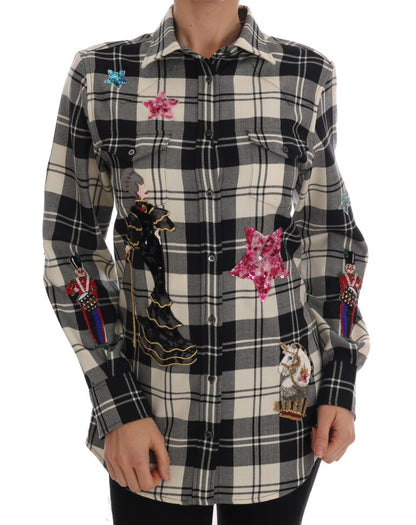 Camisa de lana a cuadros con lentejuelas encantadas