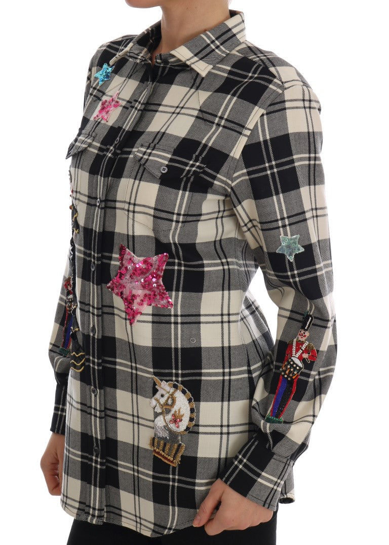 Camisa de lana a cuadros con lentejuelas encantadas