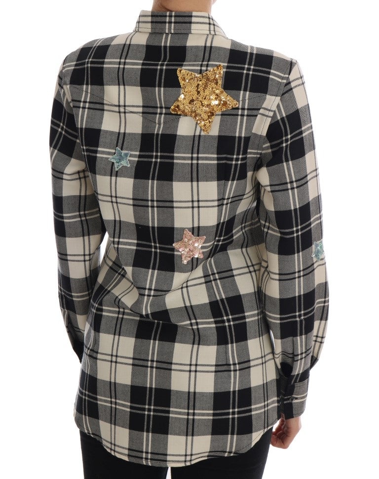 Camisa de lana a cuadros con lentejuelas encantadas