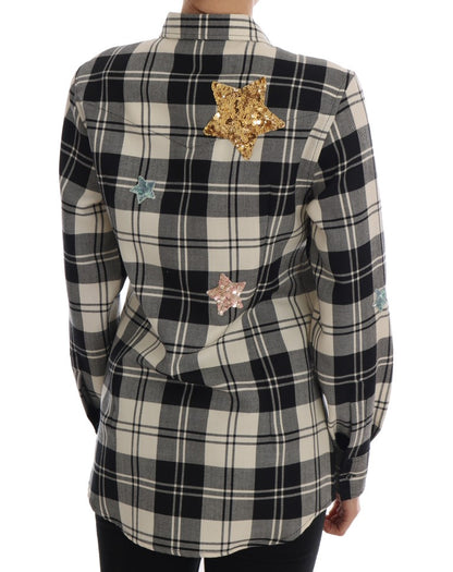 Camisa de lana a cuadros con lentejuelas encantadas
