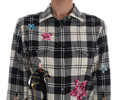 Camisa de lana a cuadros con lentejuelas encantadas