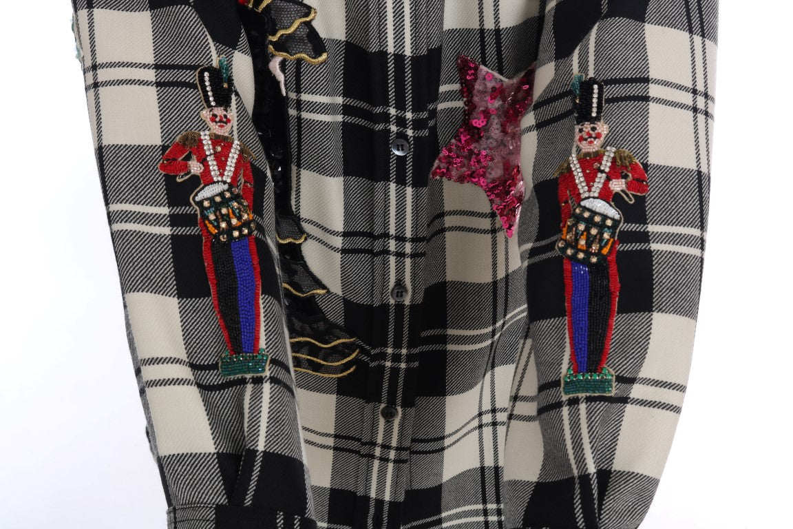 Camisa de lana a cuadros con lentejuelas encantadas