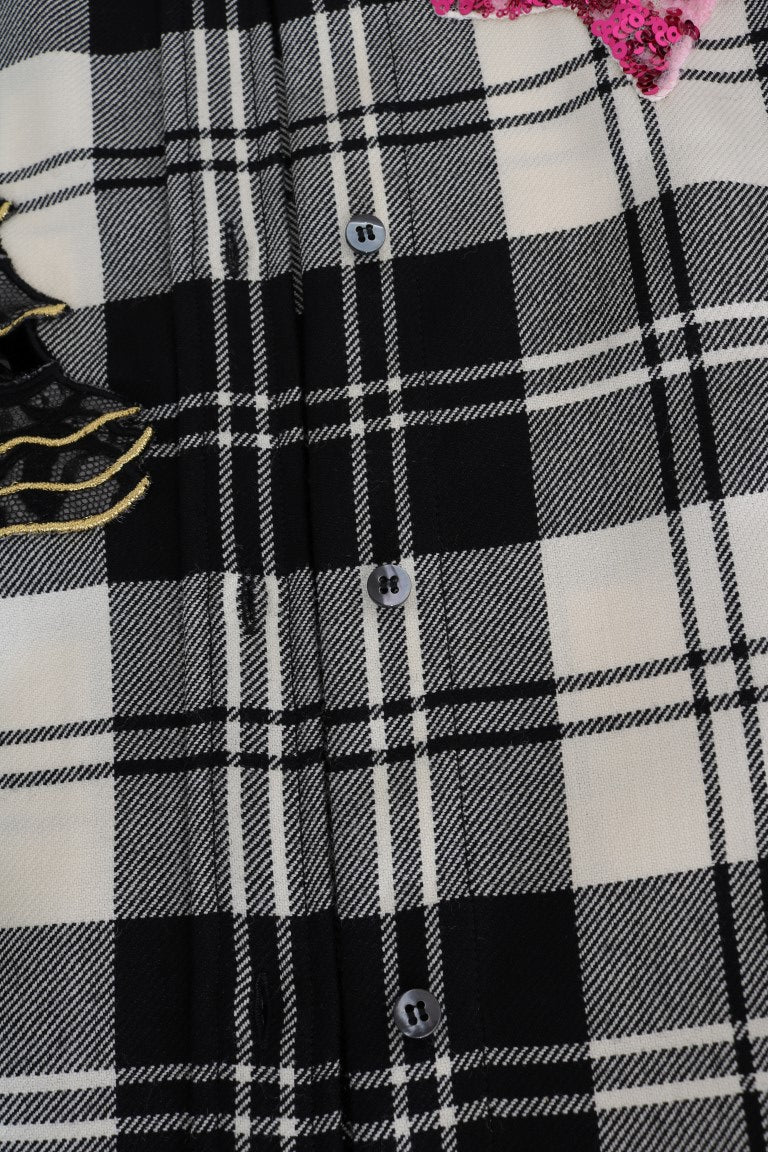 Camisa de lana a cuadros con lentejuelas encantadas