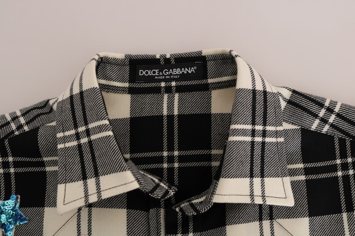 Camisa de lana a cuadros con lentejuelas encantadas