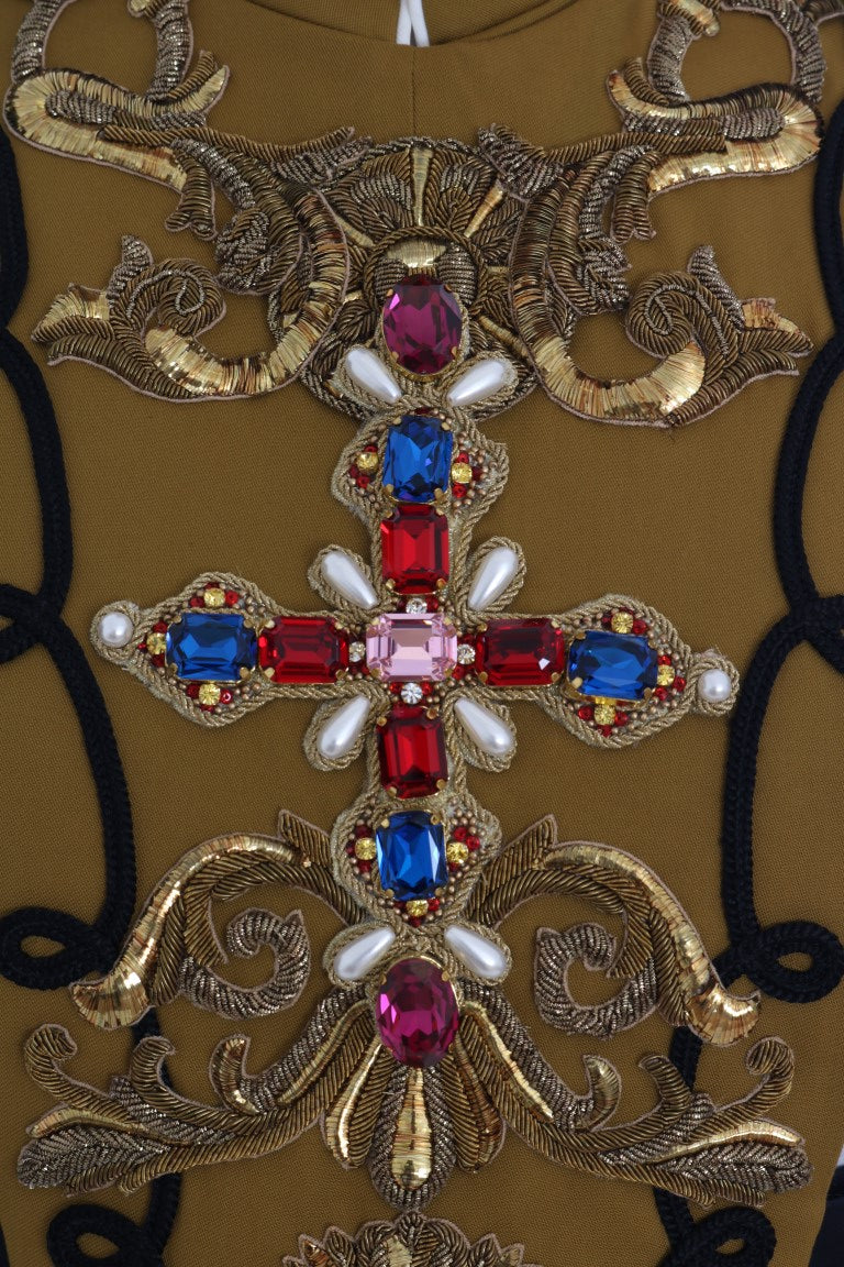 Chaleco con cruz de cristal adornado de pasarela