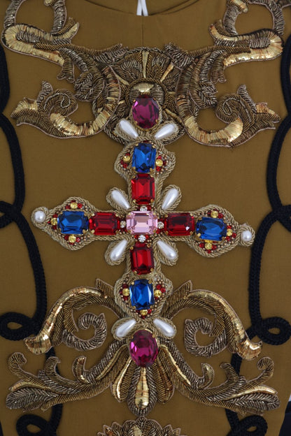 Chaleco con cruz de cristal adornado de pasarela