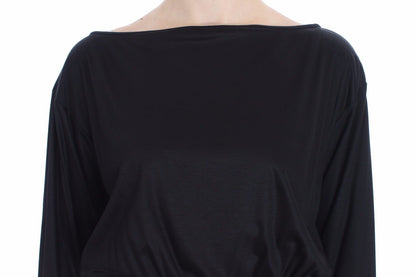 Elegante vestido recto de mezcla de seda negra