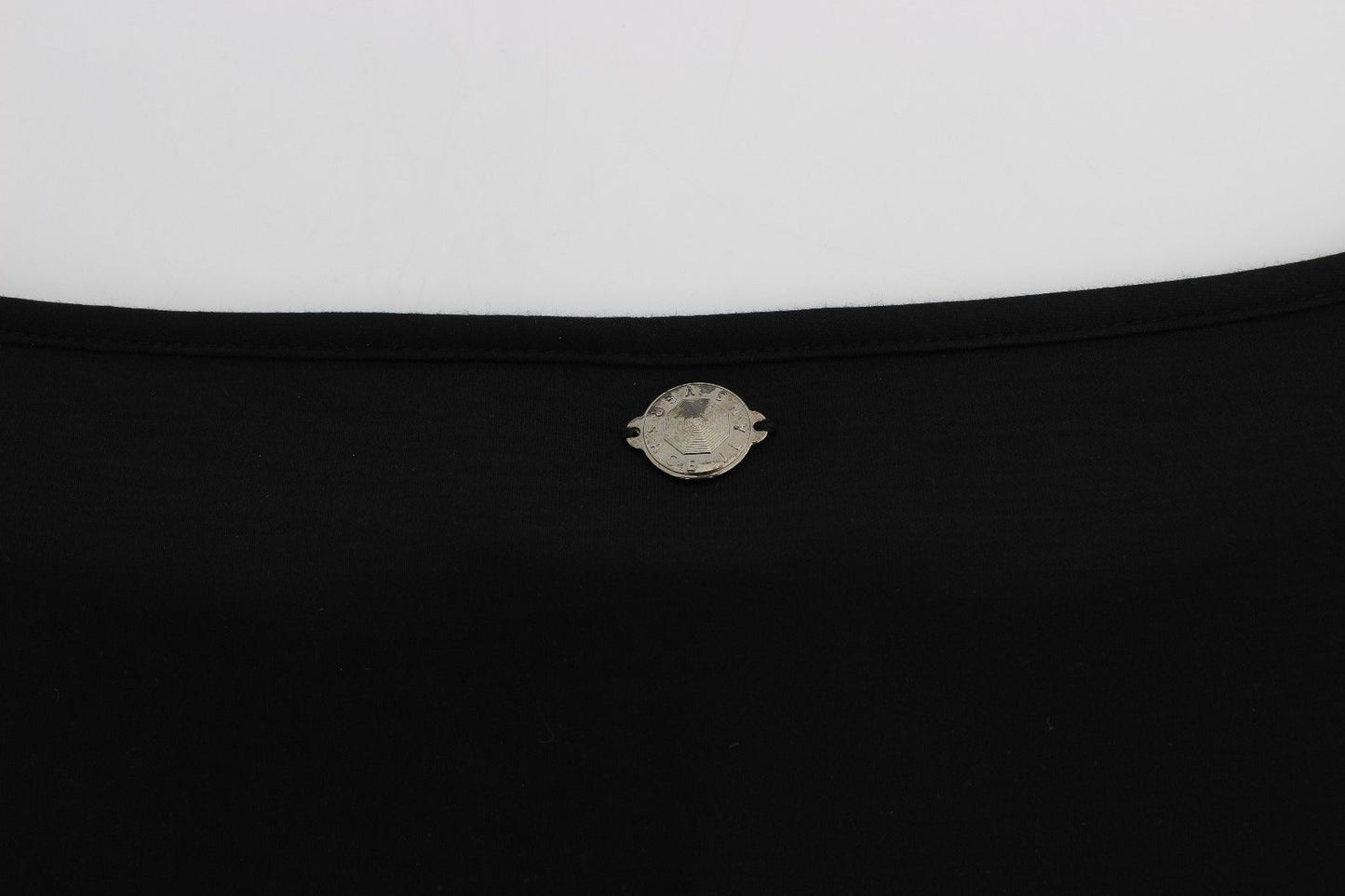 Elegante vestido recto de mezcla de seda negra