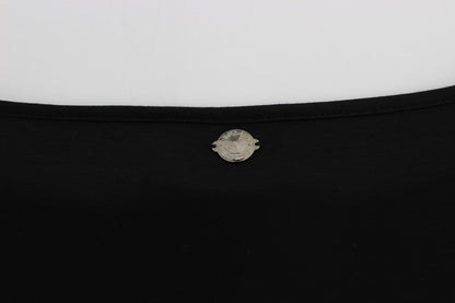 Elegante vestido recto de mezcla de seda negra