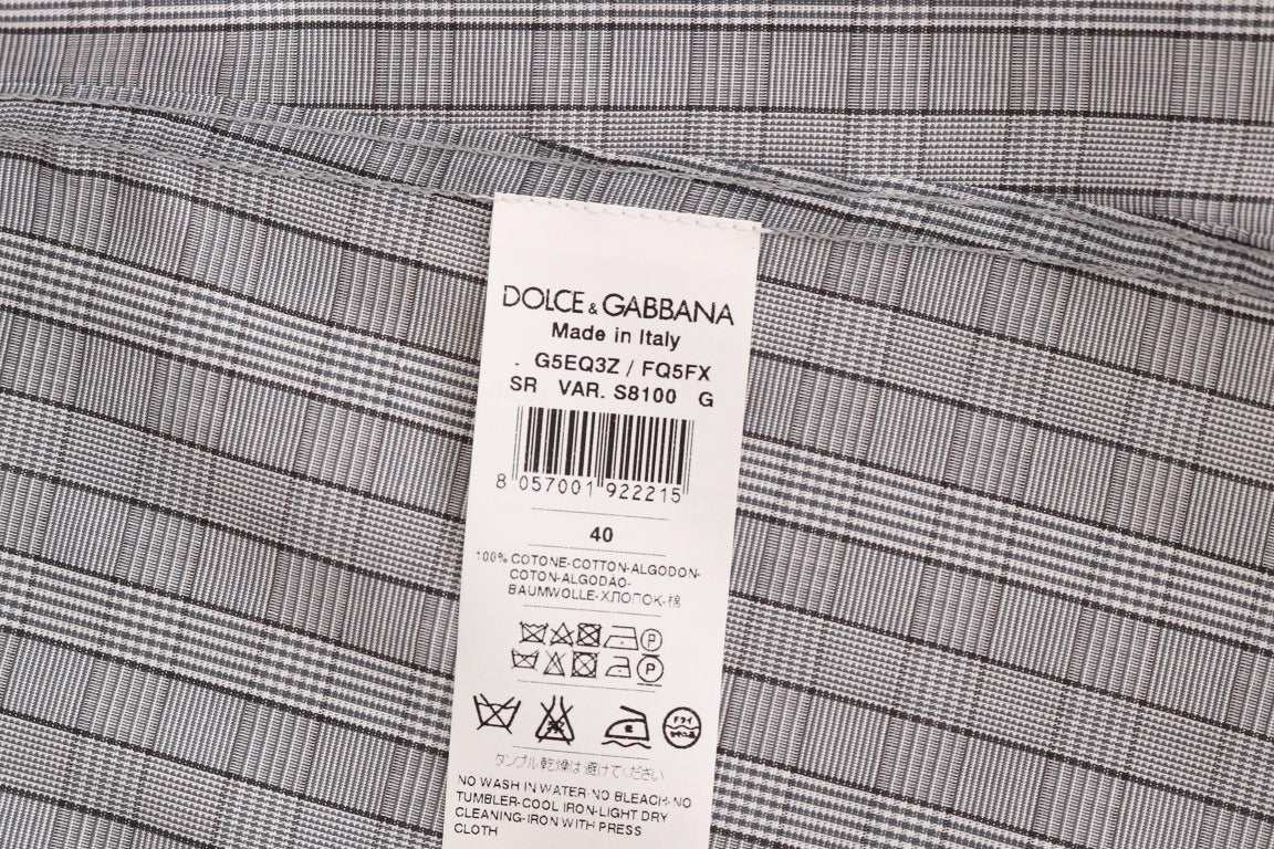 Camisa informal elegante de cuadros grises de corte entallado