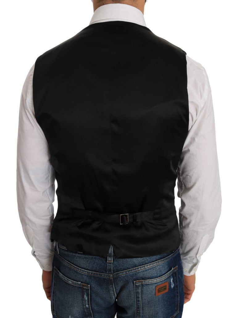 Elegante chaleco de vestir negro con lunares