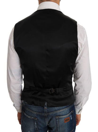 Elegante chaleco de vestir negro con lunares