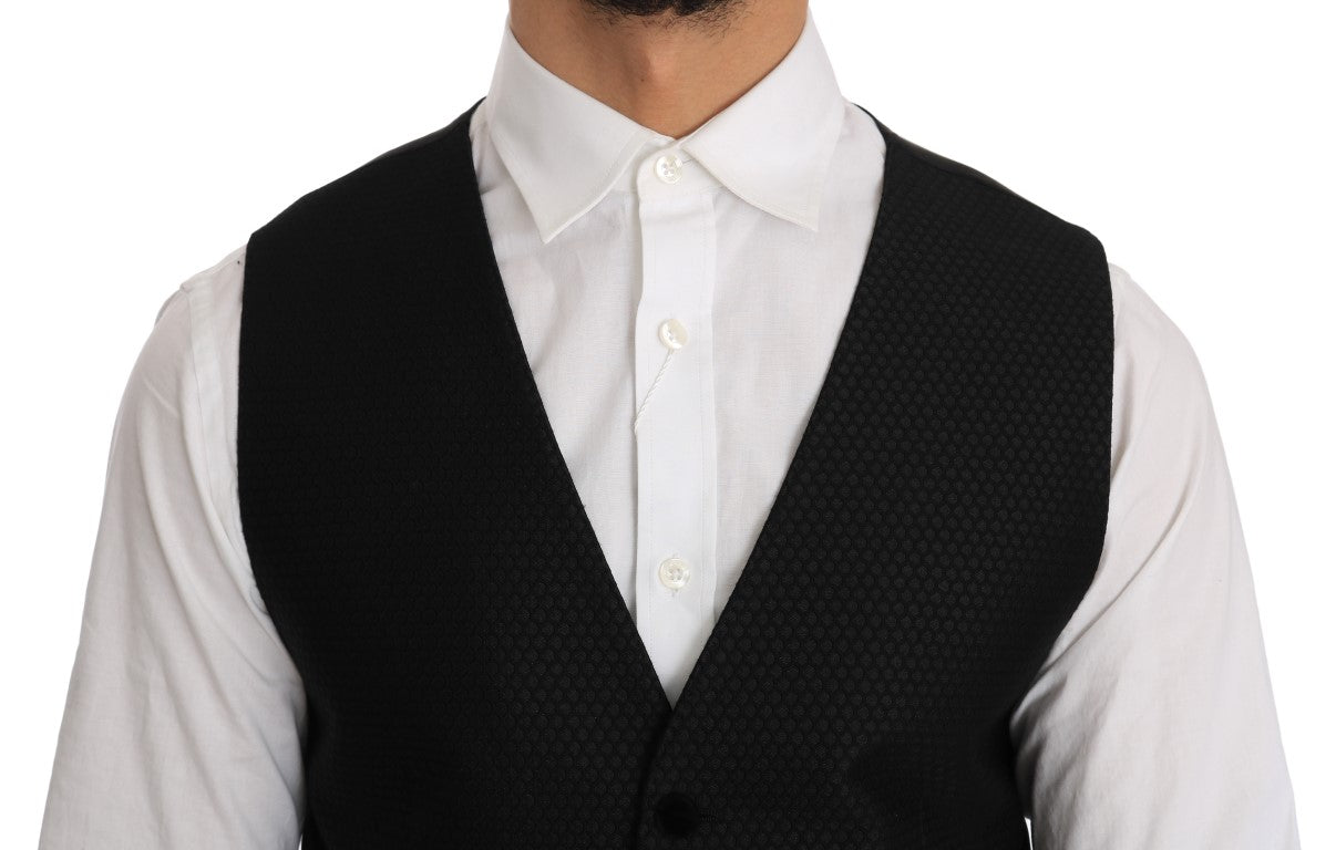 Elegante chaleco de vestir negro con lunares