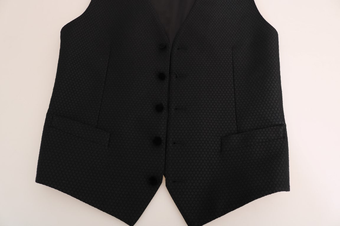 Elegante chaleco de vestir negro con lunares