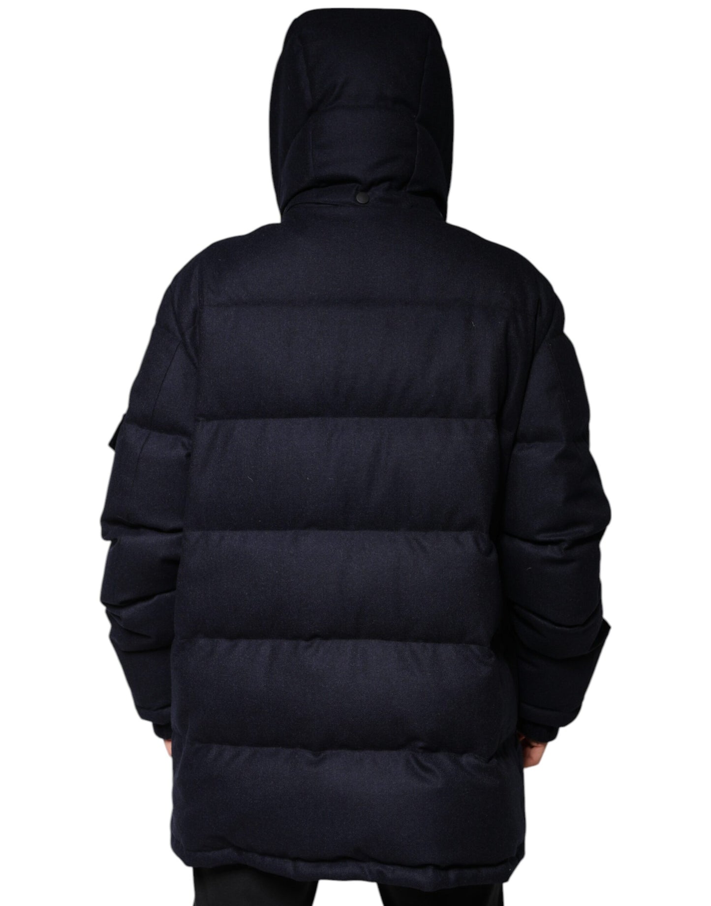 Chaqueta acolchada de nailon negra con capucha para hombre