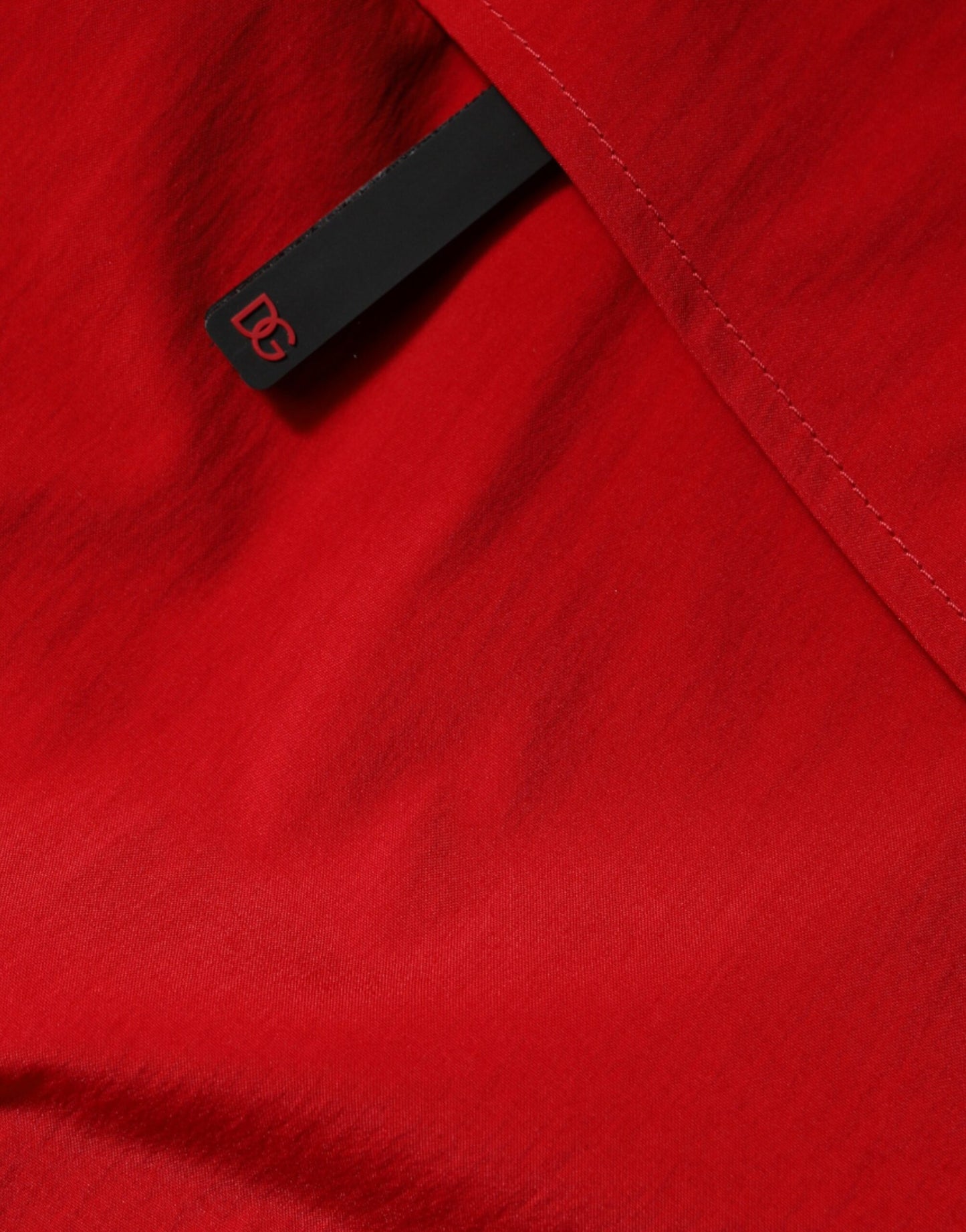 Chaqueta parka con capucha y cremallera completa de nailon rojo para hombre