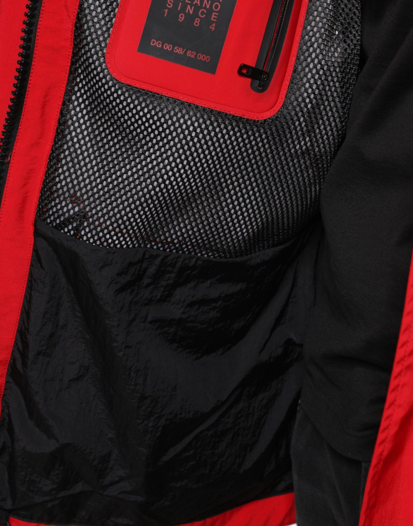 Chaqueta parka con capucha y cremallera completa de nailon rojo para hombre
