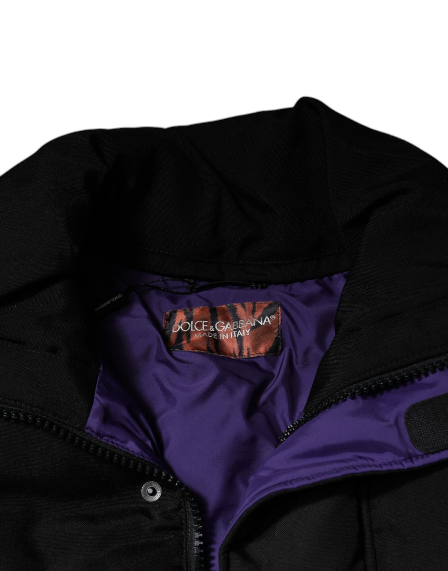 Chaqueta acolchada de nailon negra con cremallera completa para hombre