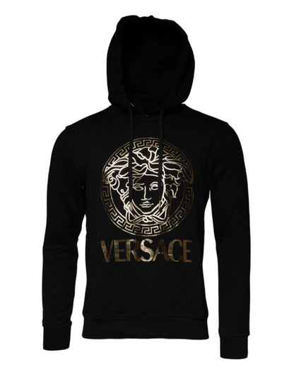 Sudadera con capucha y cuello redondo de algodón Medusa negra